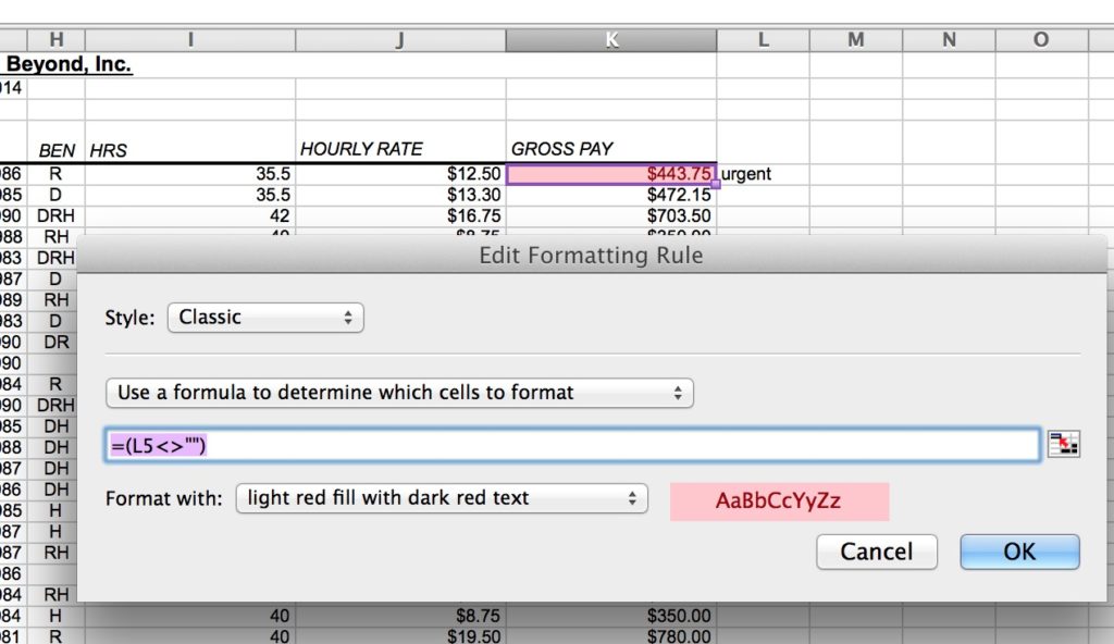 outlook 2016 for mac conditional formatting
